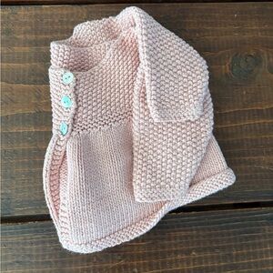 Pink Knit Baby Cardigan with Buttons